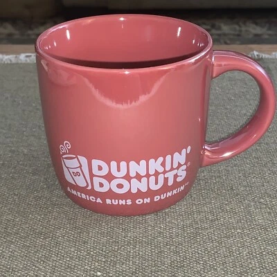 Dunkin' Donuts Mug Coffee Tea 2014 Red / Rose 16 Oz America Runs On Dunkin’ - Image 1 of 4