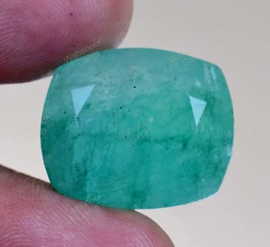 37.75 Ct Natural Green Colombian Emerald Cushion Top Quality Loose Gemstone - Bild 1 von 7