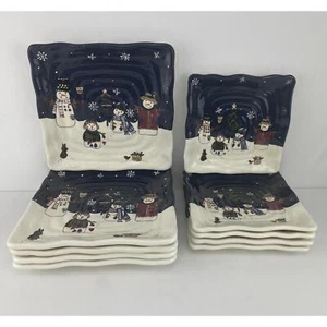The Snow Friends Collection by St. Nicholas Square Set of 10 Square Plates - Picture 1 of 10