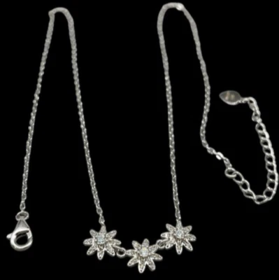 Collana Donna Argento 925 Stelle brillanti girocollo catenina misura regolabile - Immagine 1 di 4