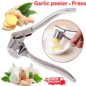 Heavy Duty Stainless Steel Garlic Squeezer Press Crusher Removable Kitchen Tool - Picture 1 of 10