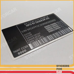 Mercedes-Benz (DAIMLER) Sprinter VIN Stickers Quality Vinyl Duplicate Replica !!