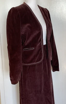 De Colección 80 Sasson Mujer 2 Piezas Traje Arándano Pana Chaqueta Falda Algodón 8/9 M Foto 1 de 4