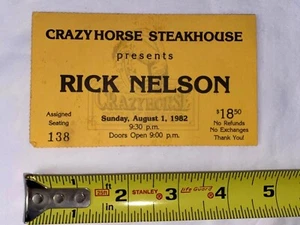 Ricky Rick Nelson 1982 concert ticket Crazy Horse Steakhouse & Saloon Santa Ana - Picture 1 of 2