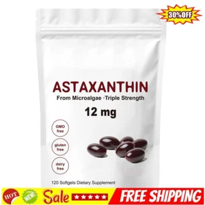 Astaxanthin 12mg - Antioxidantl, Supports Skin, Eye, Joint Heart Health Immunity - Picture 1 of 12