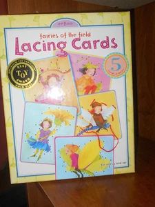 eeBoo Lacing Cards Faries of the Field, 5 Cards, Educational Craft Learning - Picture 1 of 1