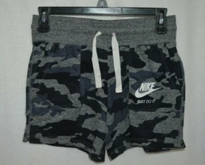 Nike Sportswear (Kids) Girl's Vintage Blue/Grey/ Camo Shorts (AQ0606-471) M & L - Picture 1 of 3