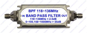 Neu SMA Stecker Bandpass Bandpassfilter BPF 118-136MHz für Luftband - Bild 1 von 2