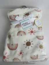 NWT Baby Starters White Beige Brown Red Rainbow Sun Super Soft Plush Blanket