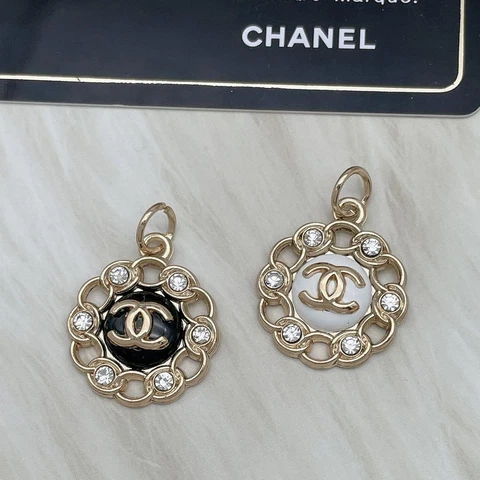 Chanel Vintage Parts Button Charm White Black 2 pieces set Free shipping Cover
