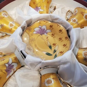 Vtg D’Lusso Gold Design Home Collection Demitasse Espresso Set in Box. - Picture 1 of 4