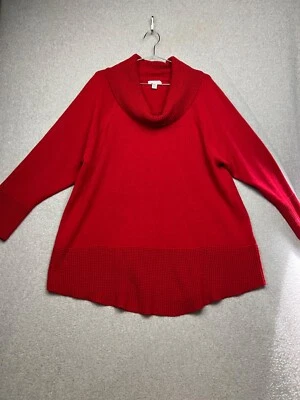 Suéter de malha Calvin Klein feminino plus size 3X vermelho gola capuz manga comprida pulôver - Imagem 1 de 4