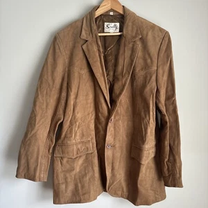 Scully Western Leather Jacket Blazer Mens 44 Caramel Brown Buttery Soft Lined - Picture 1 of 13