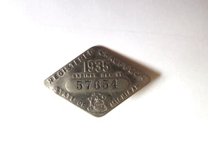 Vintage State of Michigan registriert lizenziert Chauffeur Fahrer Abzeichen Pin 1935 #57654 - Bild 1 von 4