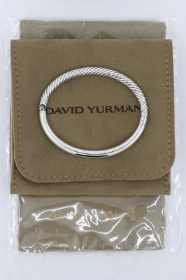 Brazalete David Yurman de plata de ley esculpido con cable y liso, 6 mm - RARO Foto 1 de 4