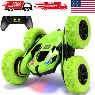 Green RC Stunt Car with 360° Flips & Double-Sided Action - Perfect for Kids - Image 1 of 4