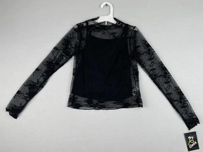 Art Class Lace 2in1 Top Girls Lace Overlay Long Sleeve Shirt Tank Top MEDIUM - Image 1 of 4