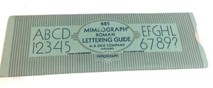 Guida lettering vintage A.B. Dick Mimeograph 685 Script Roman Lettering Guide - Foto 1 di 7