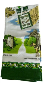 Neu mit Etikett Irland Souvenir Küche Geschirrtuch keltischer Rand Kleeblätter grün weiß 90er - Bild 1 von 4