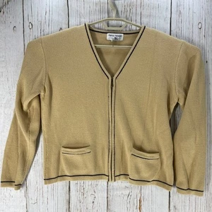Rena Rowan Sweater Cardigan Womens Size M Mustard Yellow Long Sleeve Lambswool - Picture 1 of 5