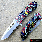 8" Skull Spring Assisted Folding Tactical Knife Blade Pocket Open 3cr13 Steel