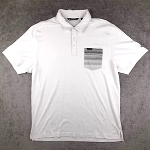 Camisa Travis Mathew Para Hombres XL Blanca Manga Corta Bolsillo Polo Golf Informal Algodón - Imagen 1 de 10