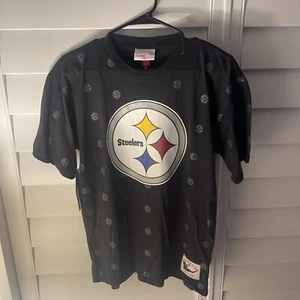 Mitchell & Ness Youth Pittsburgh Steelers All-Over Print Black T-Shirt Size XL - Picture 1 of 7