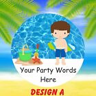 48 Personalised Swimming Pool Splash  Party Thank You Stickers Birthday Cone Bag