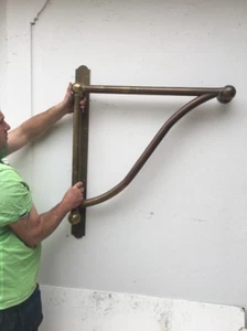 XL SOLID BRASS ART NOUVEAU VICTORIAN DOOR HANDLE PULL PUSH MANOR VESTIBULE OLD - Picture 1 of 12