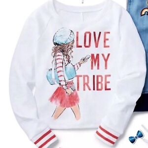 Justice Girl's 'LOVE MY TRIBE' Midi Sweatshirt Size 12 NWT