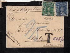 Lettre Santiago Chili Taxe pour Metz Lorraine Allemagne Cover 1909