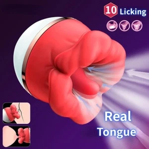 Real Big Tongue Licking Vibrator Clit Nipple G Spot Stimulator Soft Oral Sex Toy - Picture 1 of 10