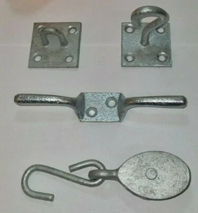 Strapazierfähiges verzinktes Wäscheleinen-Kit, RIEMENSCHEIBE KLAMPE HAKEN & ÖSE PORTOFREI - Bild 1 von 5