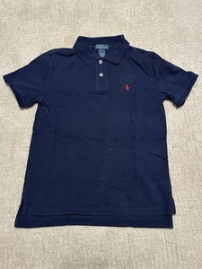 Polo Ralph Lauren Boys Size 6 Navy Blue Solid Short Sleeve Shirt - Picture 1 of 3