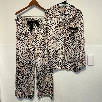 Conjunto de pijama Cosmopolitan con estampado de guepardo de leopardo XL beige negro rojo para mujer Foto 1 de 4