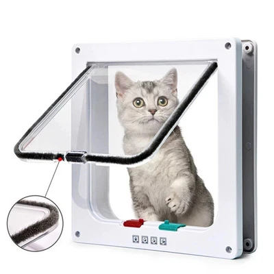 4-Way Safe Lockable Locking Pet Cat Dog Door Brushy Flap Screen L Large Size AU - Image 1 of 4