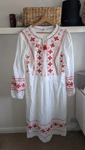 BODEN Marla Embroidered Midi Dress White Red Size 20L - Picture 1 of 11