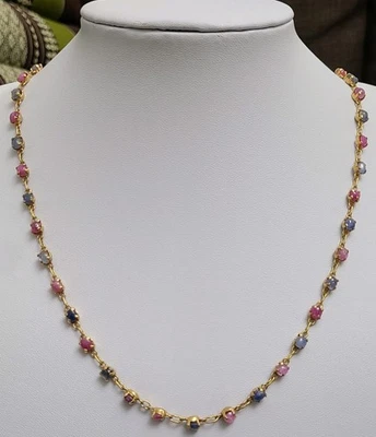 Vintage Necklace Genuine unheated Burmese Ruby and Sapphire - Image 1 of 3