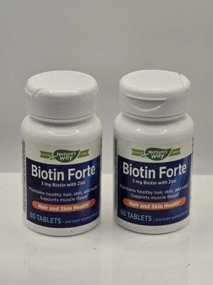 2 X Enzymatic Therapy, Biotin Forte with Zinc, 3 mg, 60 Tablets Foto 1 de 2