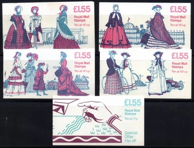 1982-85  £1.55 BOOKLETS (5), FR1A/FR2B/FR3A/FR4B/FT2A. GOOD PERFS — 第 1/2 张图片