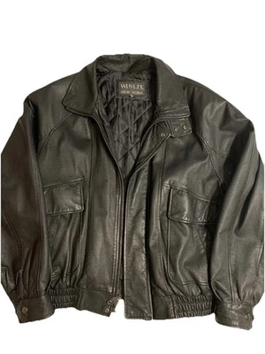 Winlet New York Men’s Leather Jacket Black Size Medium - Imagem 1 de 4