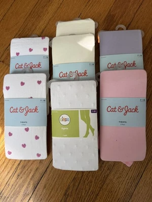 7x Medias Cat & Jack Niña Talla 7-10 Pies Rosa, Púrpura, Amarillo, Corazones Foto 1 de 4