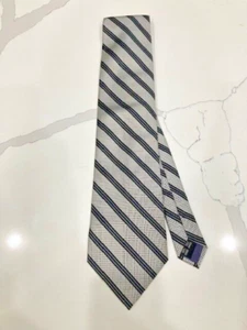 Mens Bruno Piattelli Elegant 100% Silk Black and Grey Stripe tie - Picture 1 of 5