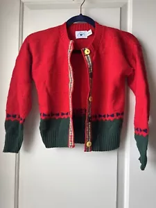 Hartstrings Girls Size 6X Red Green Christmas Holiday Cardigan Sweater Vintage - Picture 1 of 9