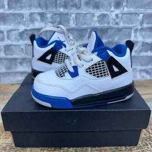 Nike Air Jordan 4 Retro Motorsport White Blue 308500-117 Toddlers Baby Size 7C - Picture 1 of 9