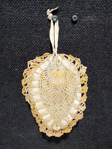 Antique Victorian Crochet Lace Pin Cushion Sewing Notion Handmade Cover