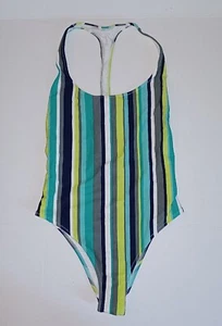 AERIE Badeanzug Einteiler M MEDIUM GRÜN UND BLAU GESTREIFT - Bild 1 von 2