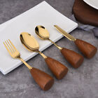 Wooden Handle Cutlery Western Knife Fork And Spoon (Bag Cutlery*1) Round Spoo