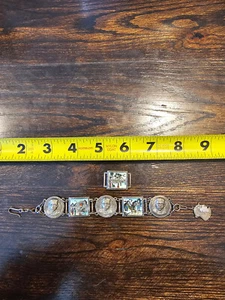 Antique ENAMELED EGYPTIAN REVIVAL Colorful Souvenir Bracelet non-magnetic - Picture 1 of 11