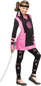 Dragon Asian Motif Ninja Child Girls Costume Tights Tunic Fancy Dress Funworld - Picture 1 of 1